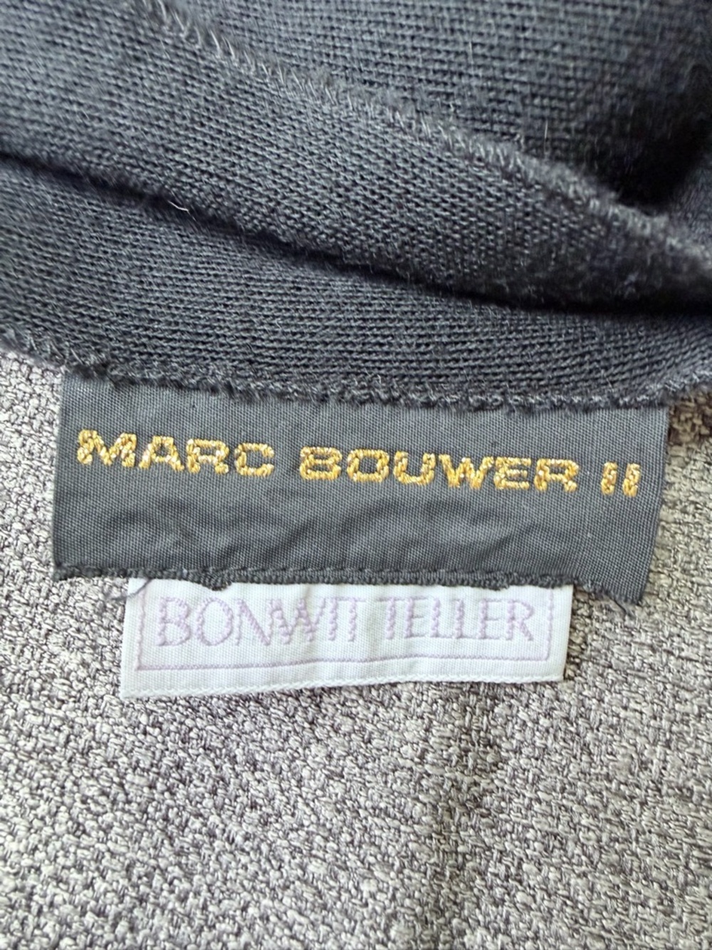 Vintage Marc Bouwer II Black Wool Dress with Gold Embroidered Logo - Picture 3 of 10
